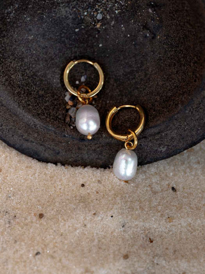 pearl hoops gold
