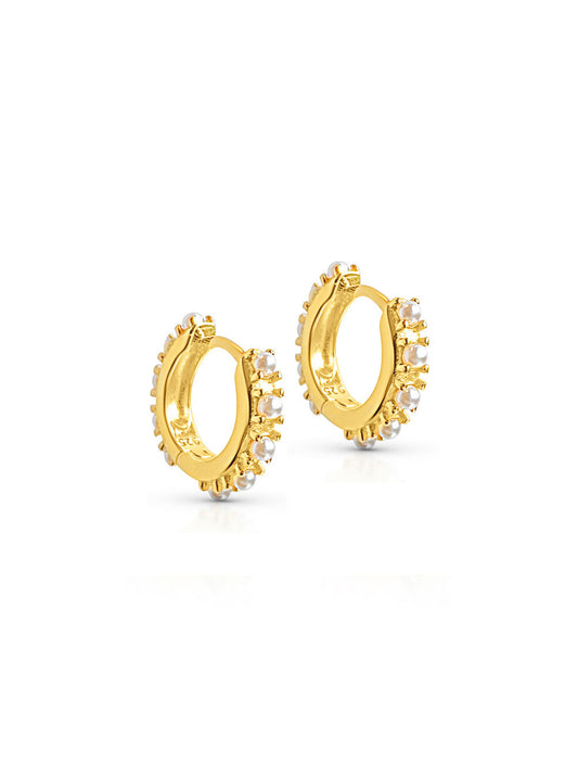 pearl studded luxury gold hoops