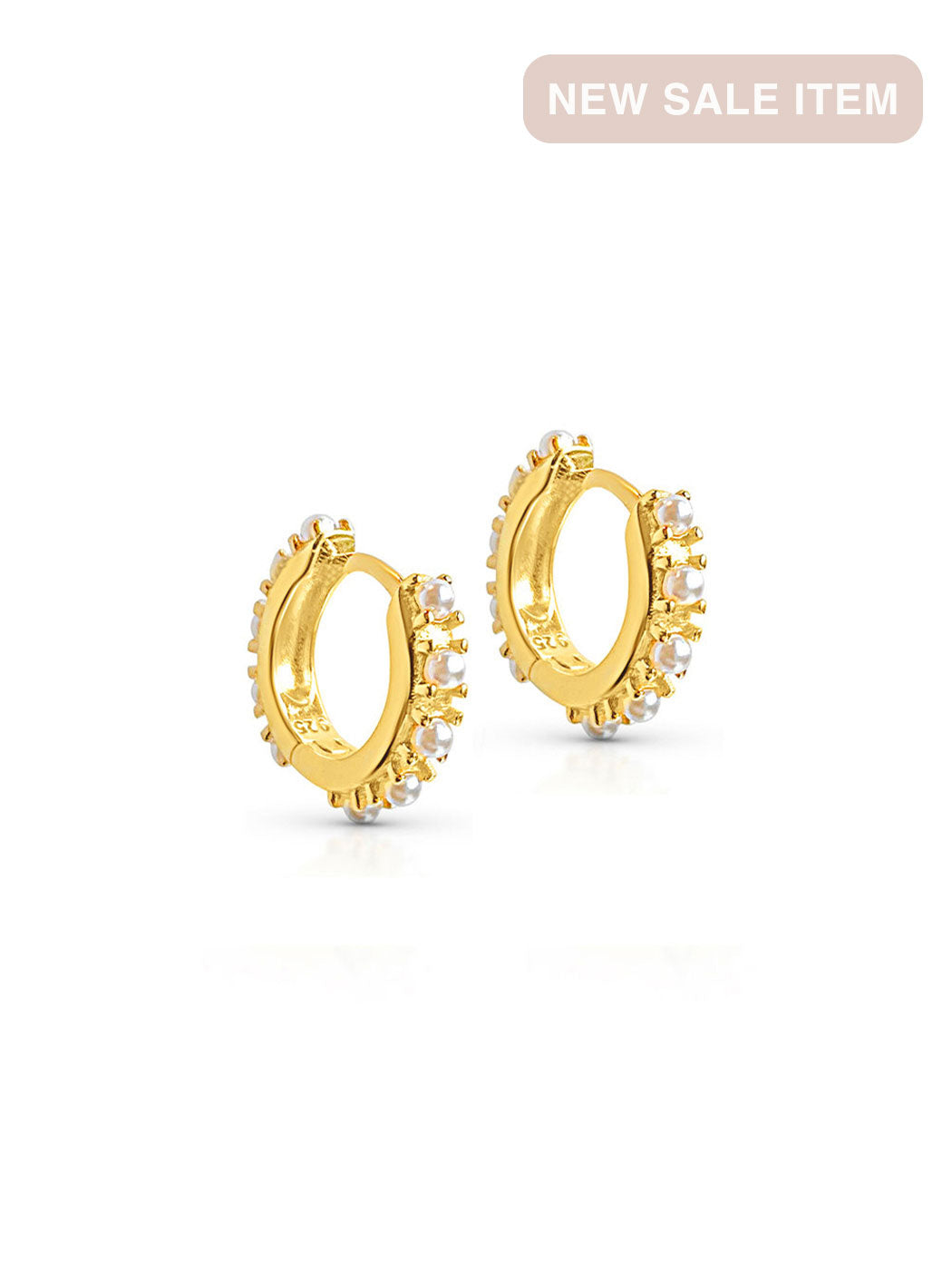 STUDDED PEARL HOOPS GOLD SALE