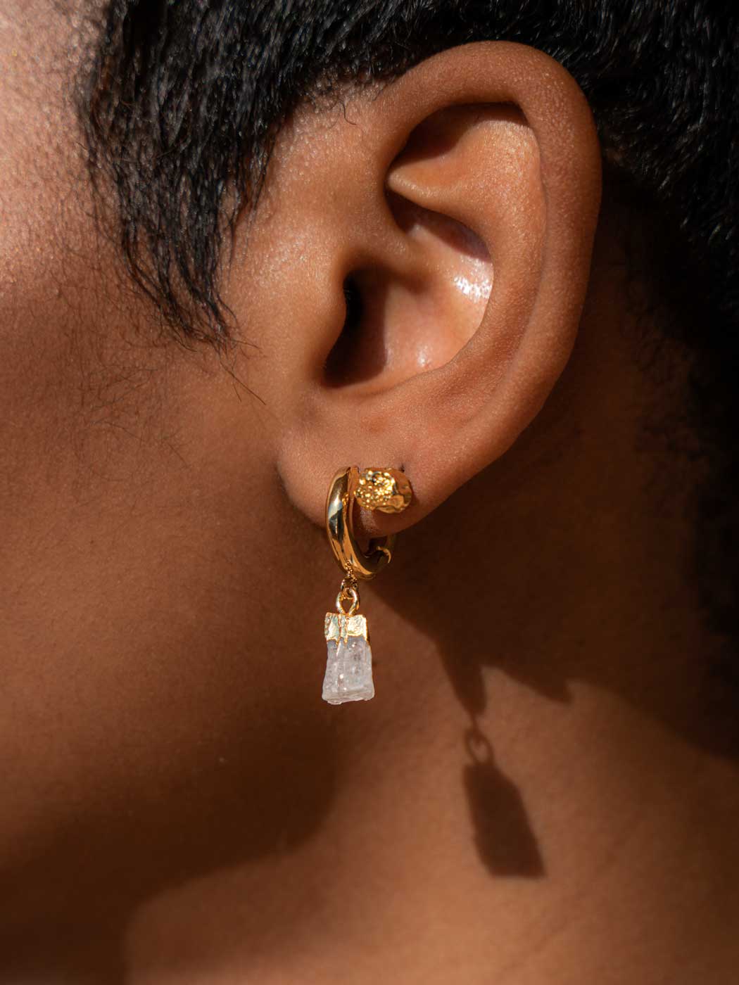 GOLD MOONSTONE HOOPS ON BODY