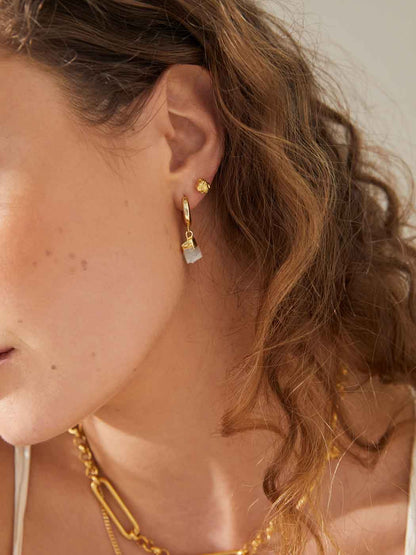 textured gold nugget studs in a second piercing
