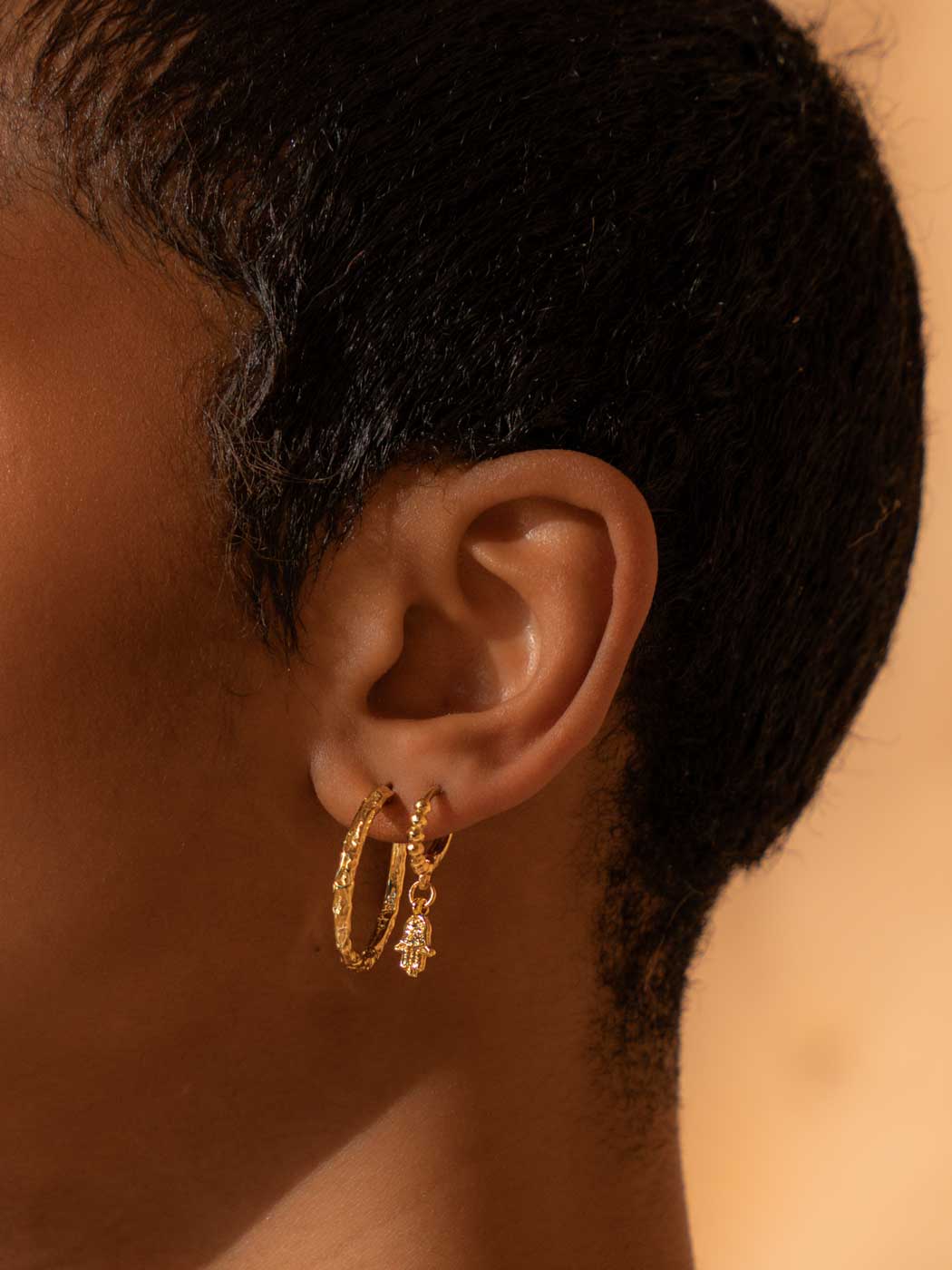 textured statement large hoops gold
