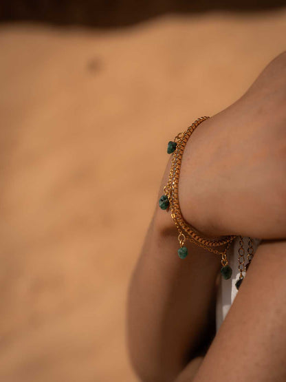 emerald gold bohemian bracelet