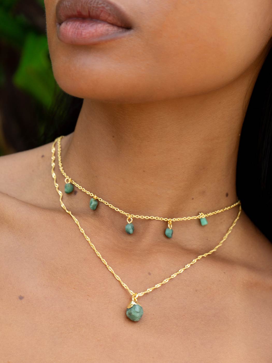 UNCUT GEM NECKLACE EMERALD