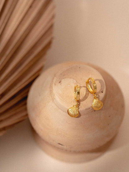 beach shell themed gold huggies