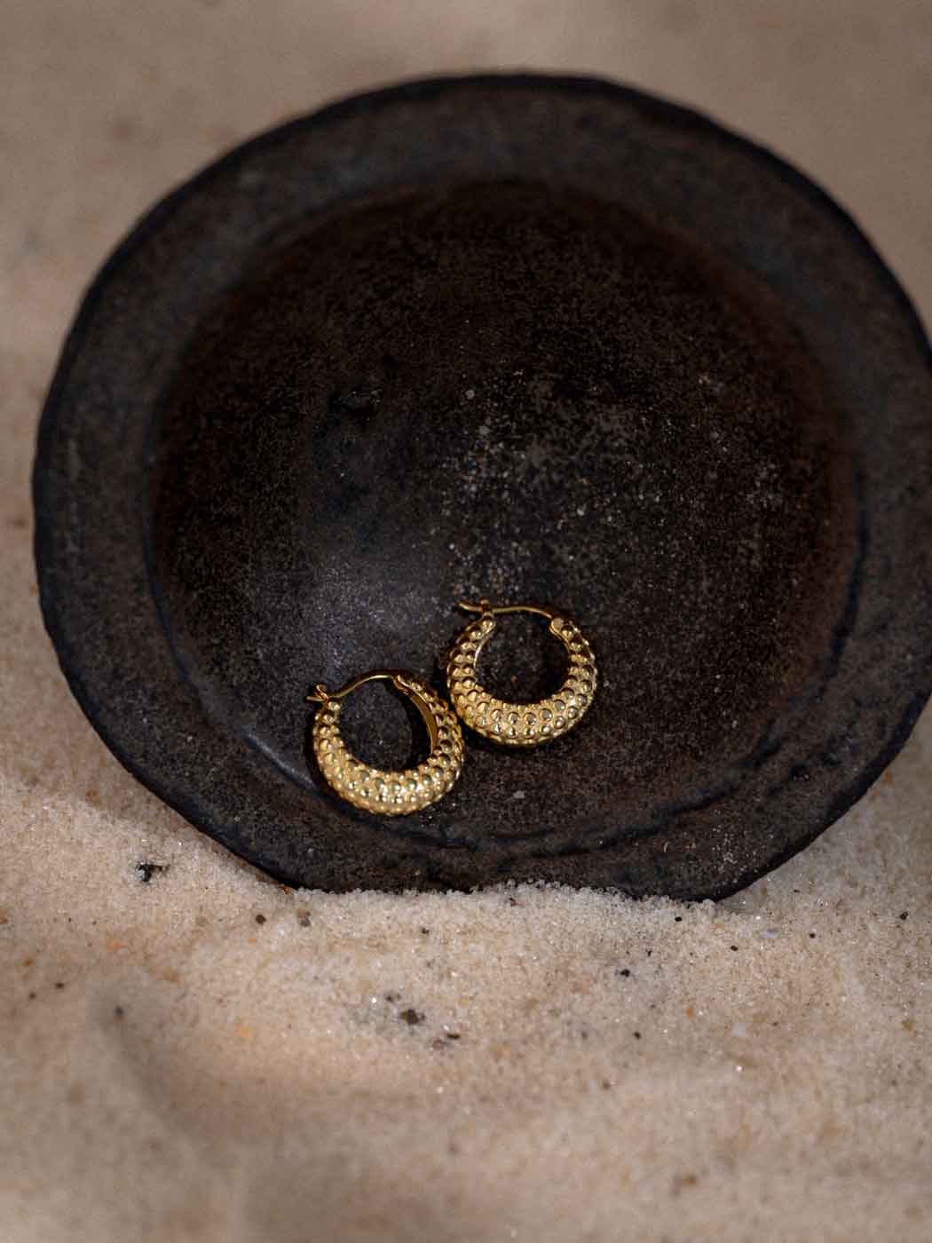 textured gold statement hoops