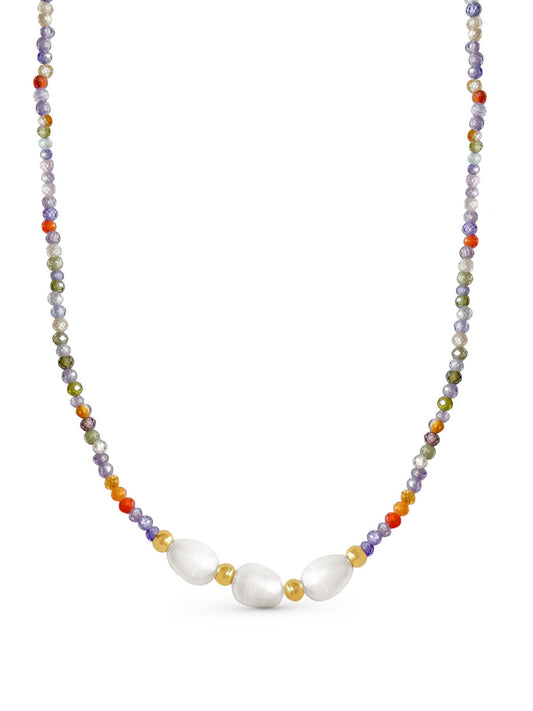 beaded bohemian pearl necklace