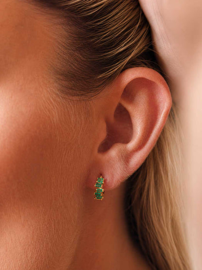 geometric emerald gemstones on blonde model