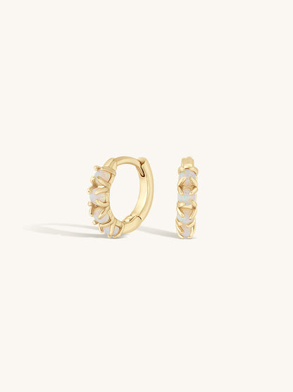 multi opal gemstone huggie on gold base