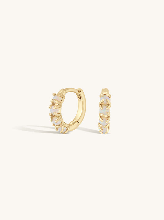 multi opal gemstone huggie on gold base