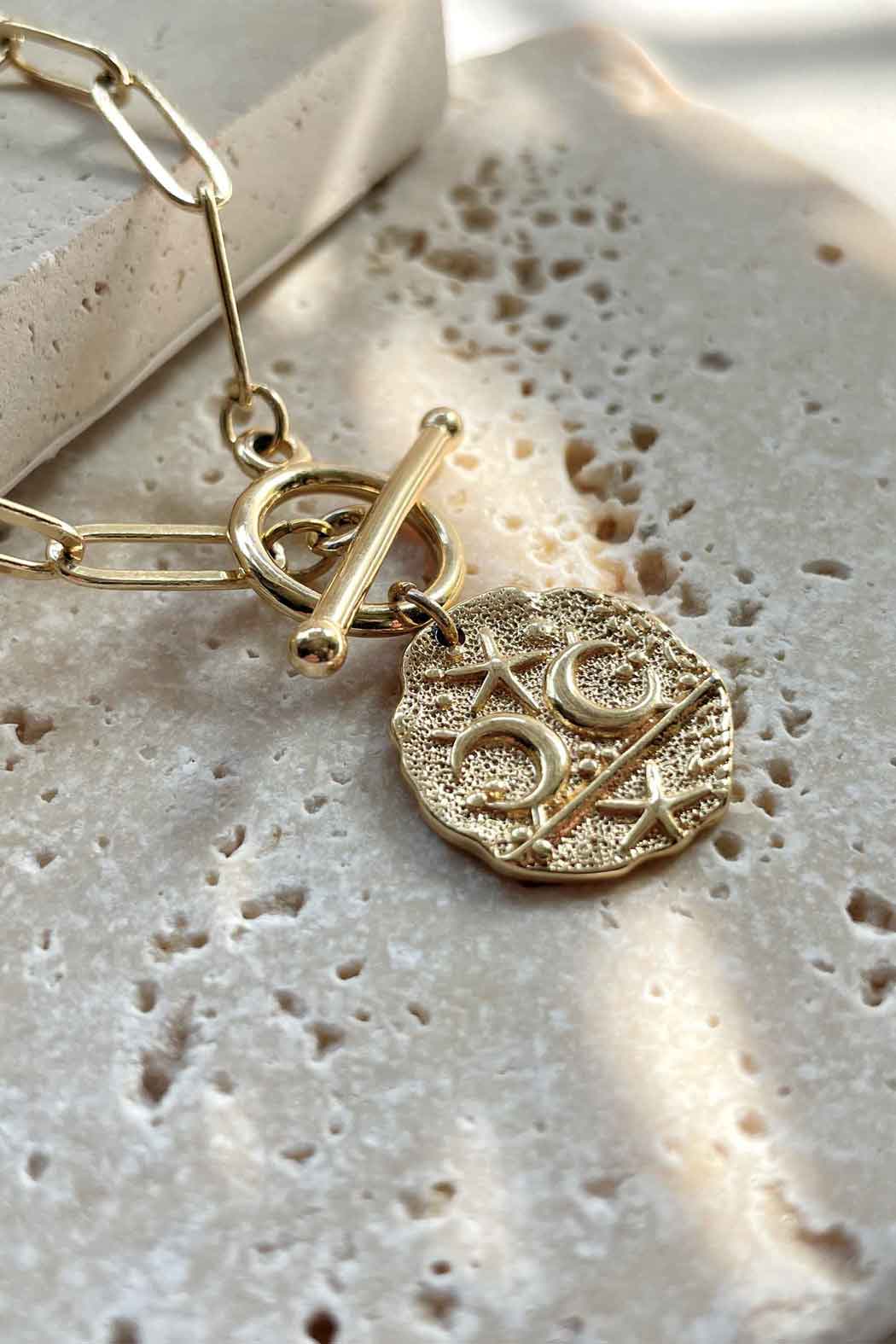 moon and star pendant gold necklace
