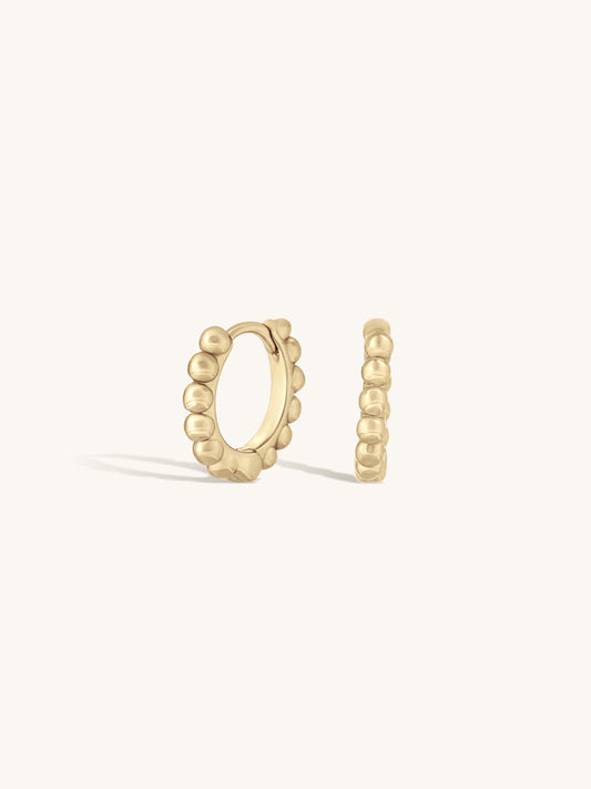 gold beaded delicate huggies