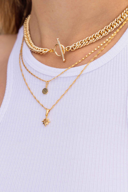Celestial-multi-chain-delicate-north-star-cubic-zirconia-necklace