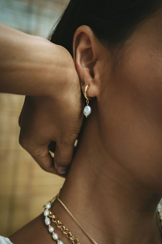 FRESHWATER-ORGANIC-PEARL-HOOP-HUGGIES ON BODY