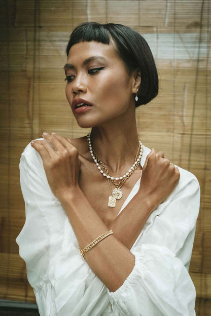 freshwater pearl chubby hoops gold 